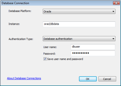 Example Oracle connection using an Oracle Easy Connect string Example Oracle connection using an Oracle Easy Connect string